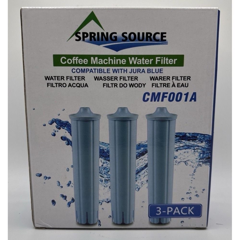 3-Pack CMF001A‎ Spring Source Coffee Machine Water Filter for Jura Blue